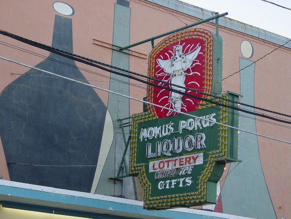 Hokus Pokus Liquor neon sign, Lee Street, Alexandria, Louisiana, completed by the Craig Sign Service
